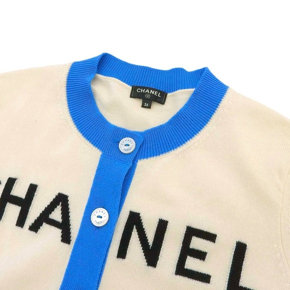 Cardigan Chanel CHA NEL blanc bleu FR 36 - Picture 3 of 6